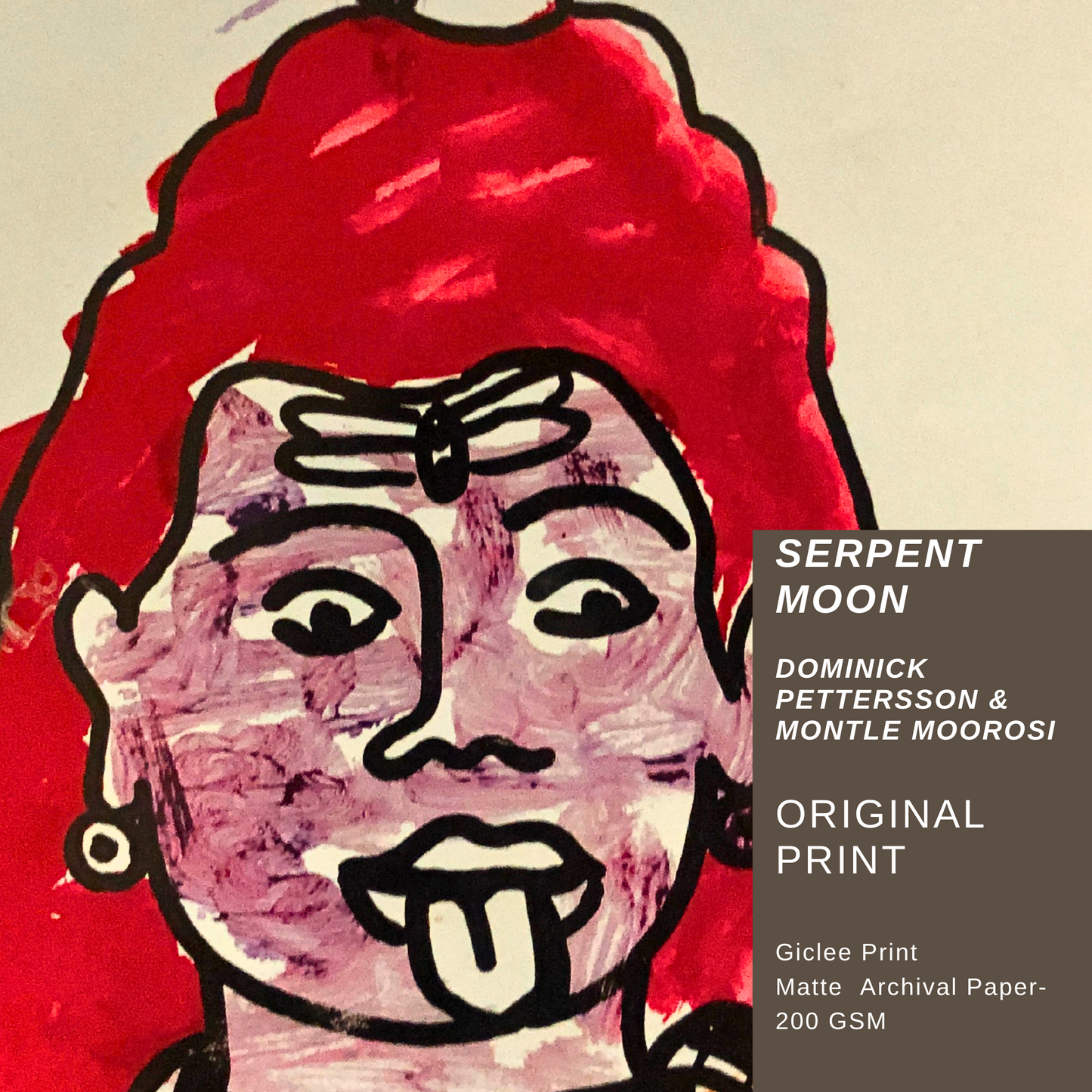 Dominick Pettersson & Montle Moorosi - "Serpent Moon" - Original Print (A3 Giclee Print)