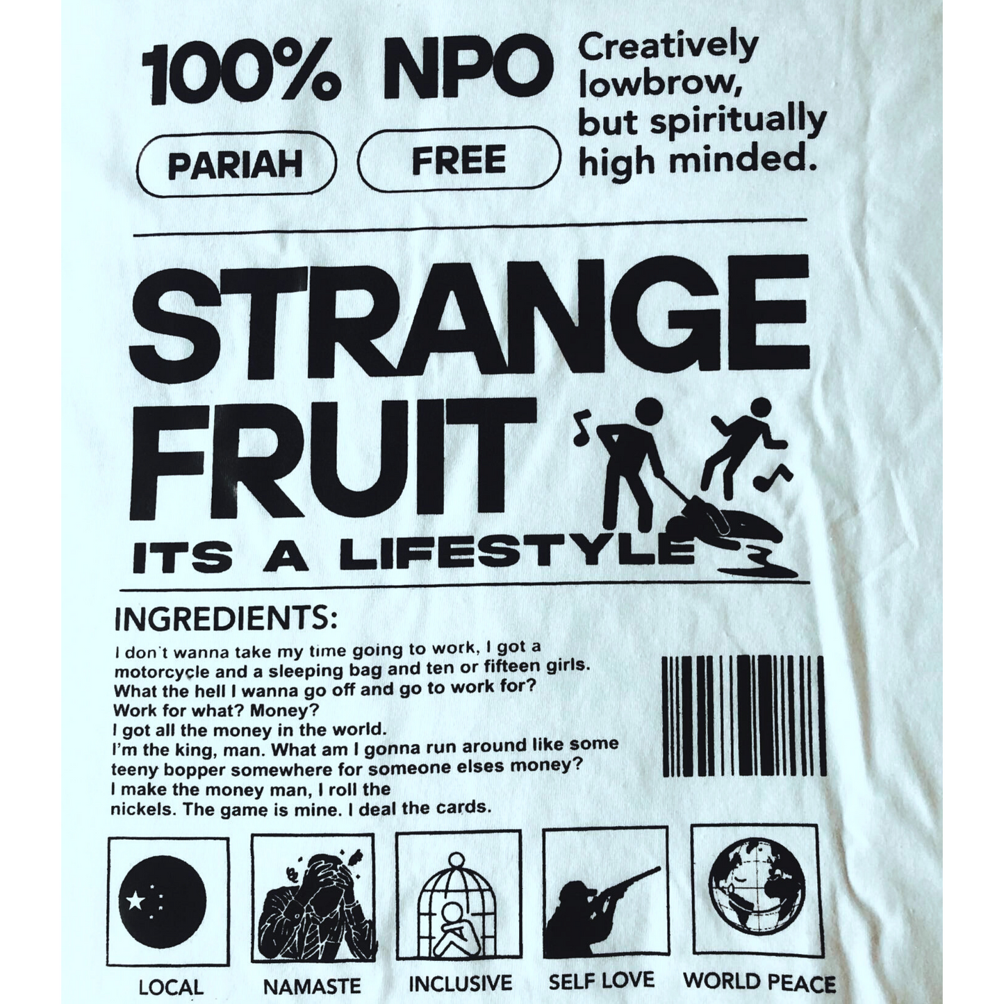Strange Fruit - It's a Lifestyle - Short Sleeve White T-Shirt