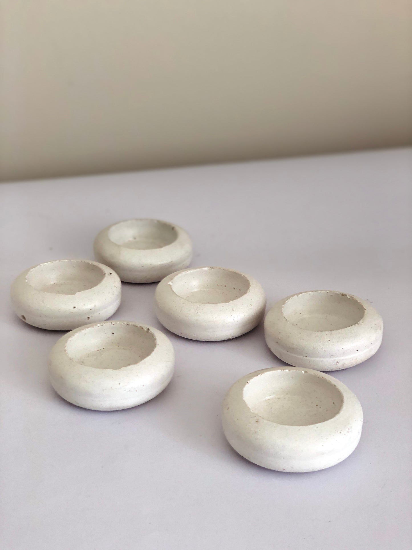 RL Stone Concrete Design- White Concrete Candle Holders -Set of 6
