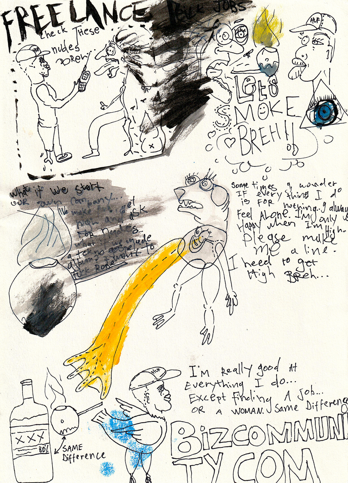 Montle Moorosi " Freelance Smoke " - Original Print - (A3, Fabriano Paper 200 GSM)