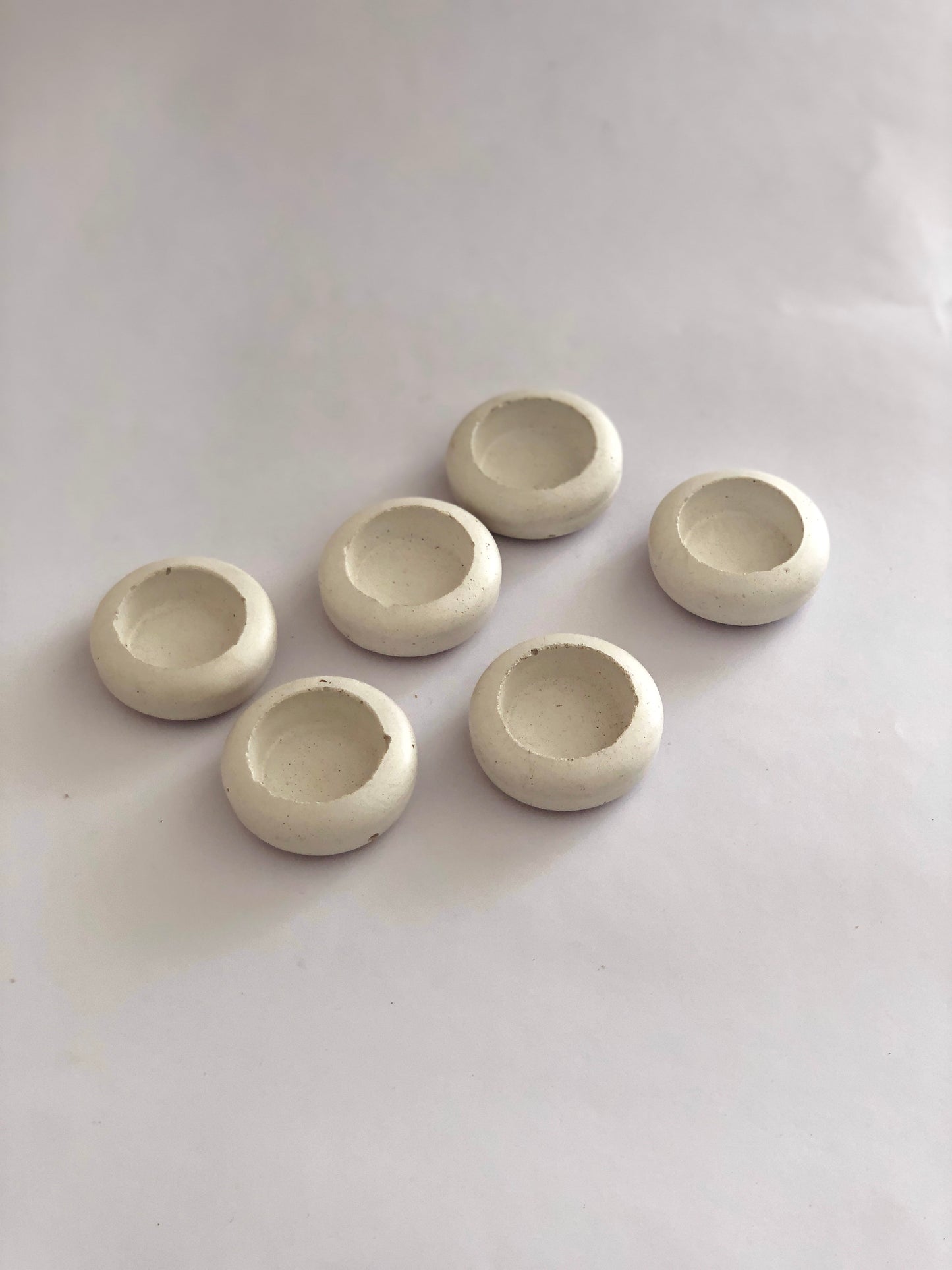 RL Stone Concrete Design- White Concrete Candle Holders -Set of 6