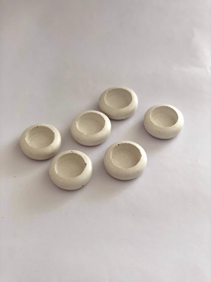 RL Stone Concrete Design- White Concrete Candle Holders -Set of 6
