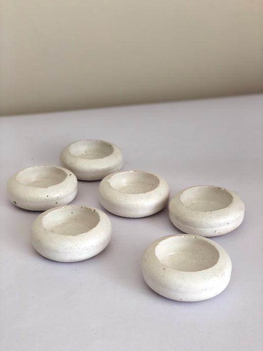 RL Stone Concrete Design- White Concrete Candle Holders -Set of 6